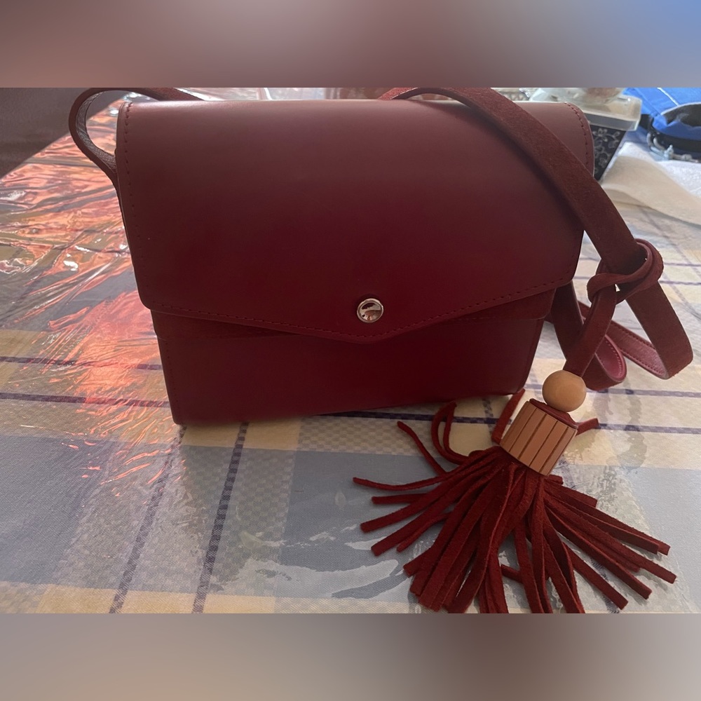 Elizabeth And James Eloise Field Bag Plum Tassle Leather Suede